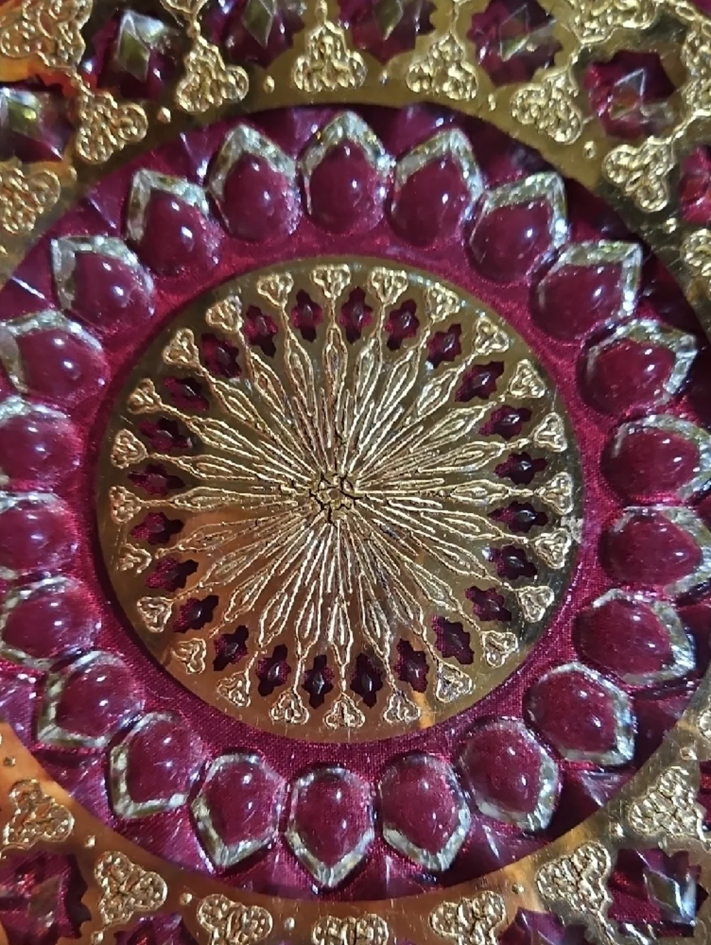 VTG Culver Valencia Glass & 22k Gold Filigree Serving Platter/Cake Plate